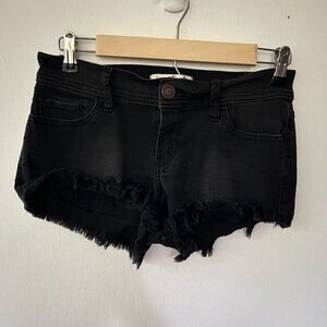 Hollister Jean Shorts Womens Size 27 Black Cut Off Distressed Hem Denim Shorts